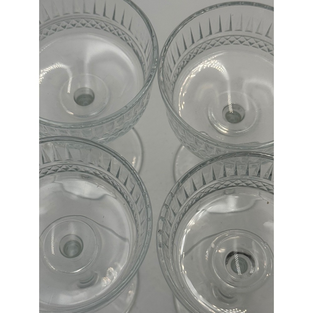 Panache Set of 4  Clear Fluted Diamond Band Champagne Coupe Cocktail‎ Glasses - Picture 2 of 7